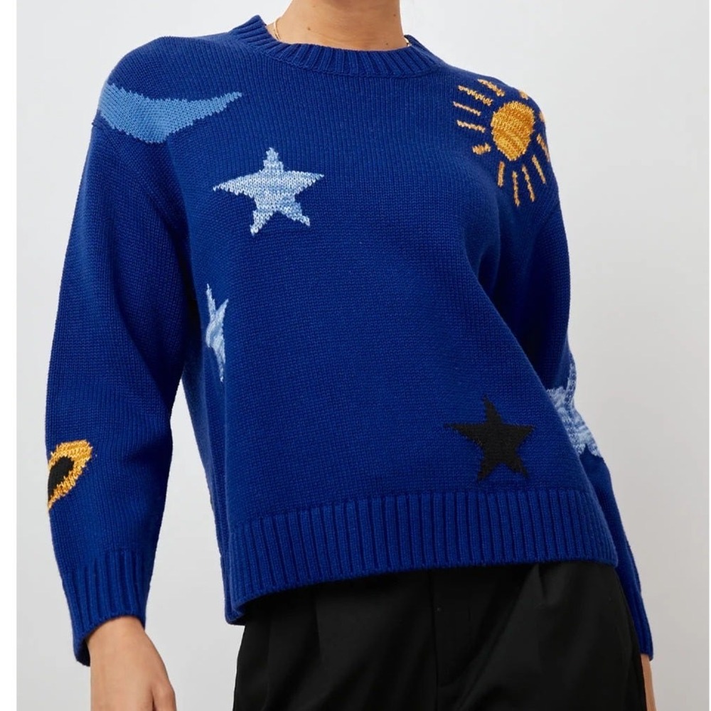 Rails Zoey Cobalt Gold Galaxy Celestial Cotton Cashmere Sweater Size S